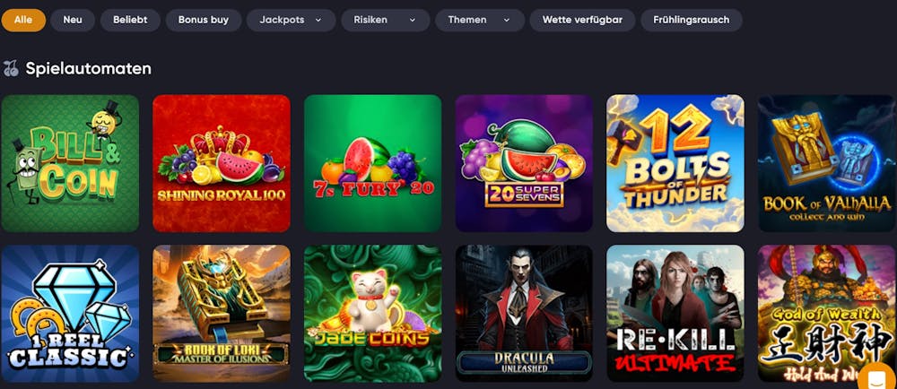 Spinarium Casino Spielauswahl