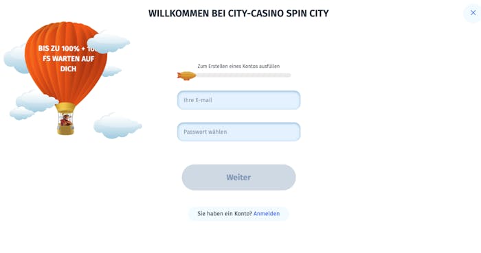 spincitycasino Anmeldeseite