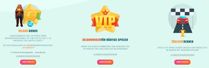 Spinia Casino Bonusangebote