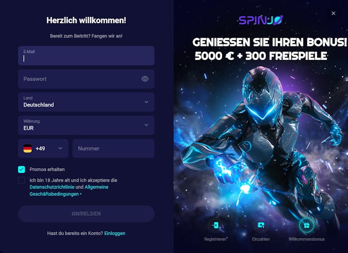 Spinjo Casino Registrierung