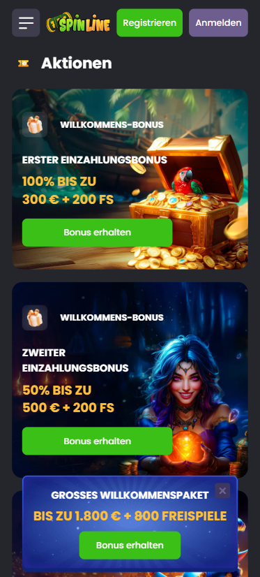 Der mehrstufige Willkommensbonus bei Spinline Casino