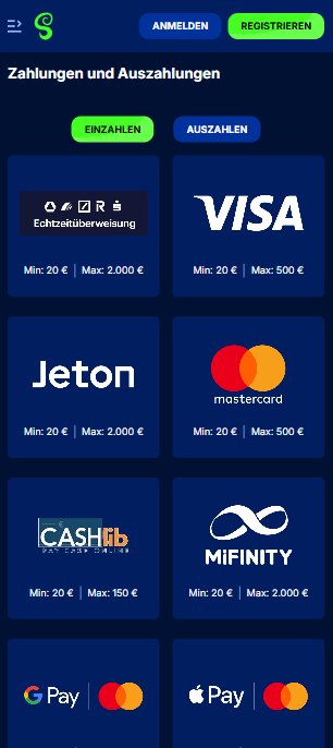 Einzahlungsmethoden im Spinny Casino