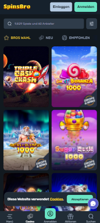 SpinsBro Casino Spielauswahl