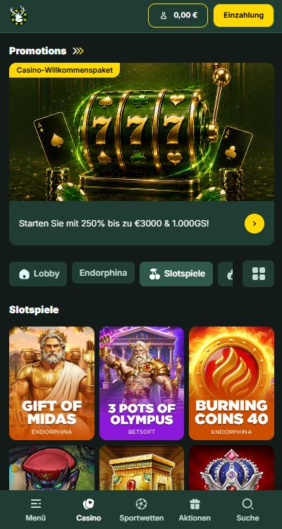Spielauswahl im Casino mit EU-Lizenz SpinStag