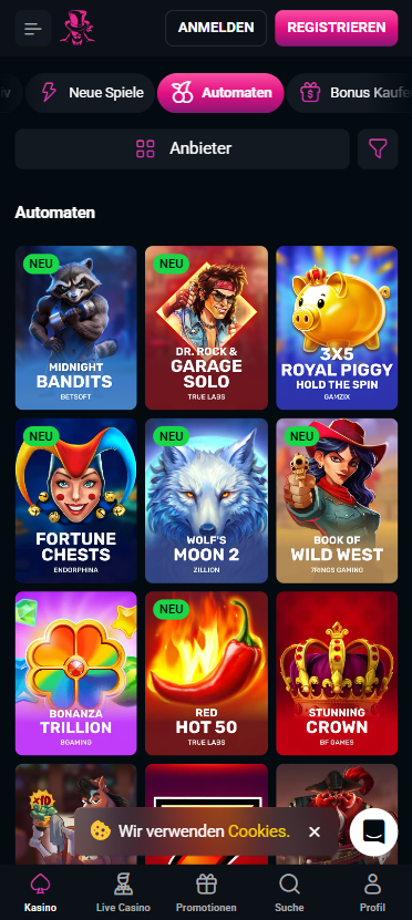 Spins Up Casino Spielkategorien und Spielautomatenauswahl