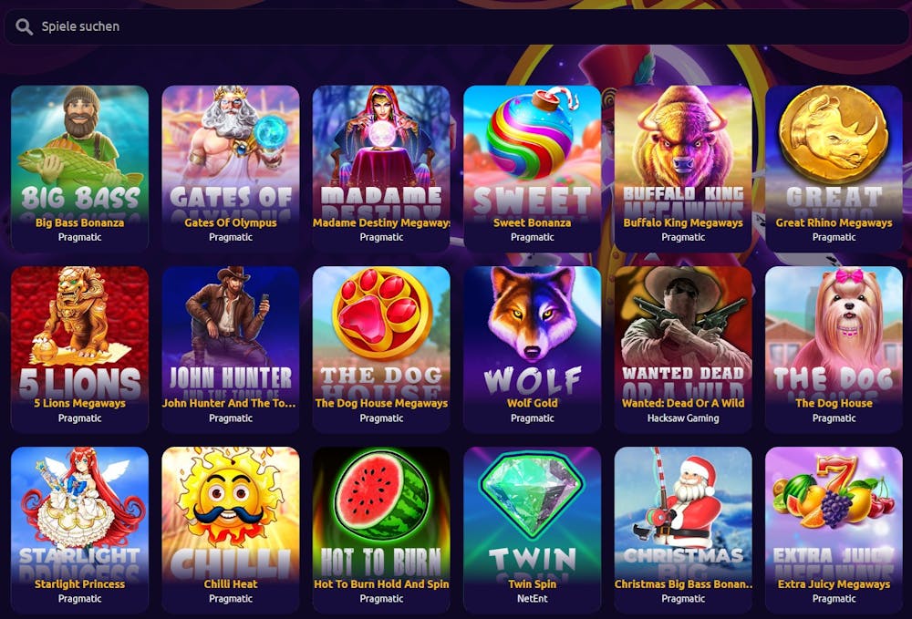 Spintime Casino Spielauswahl