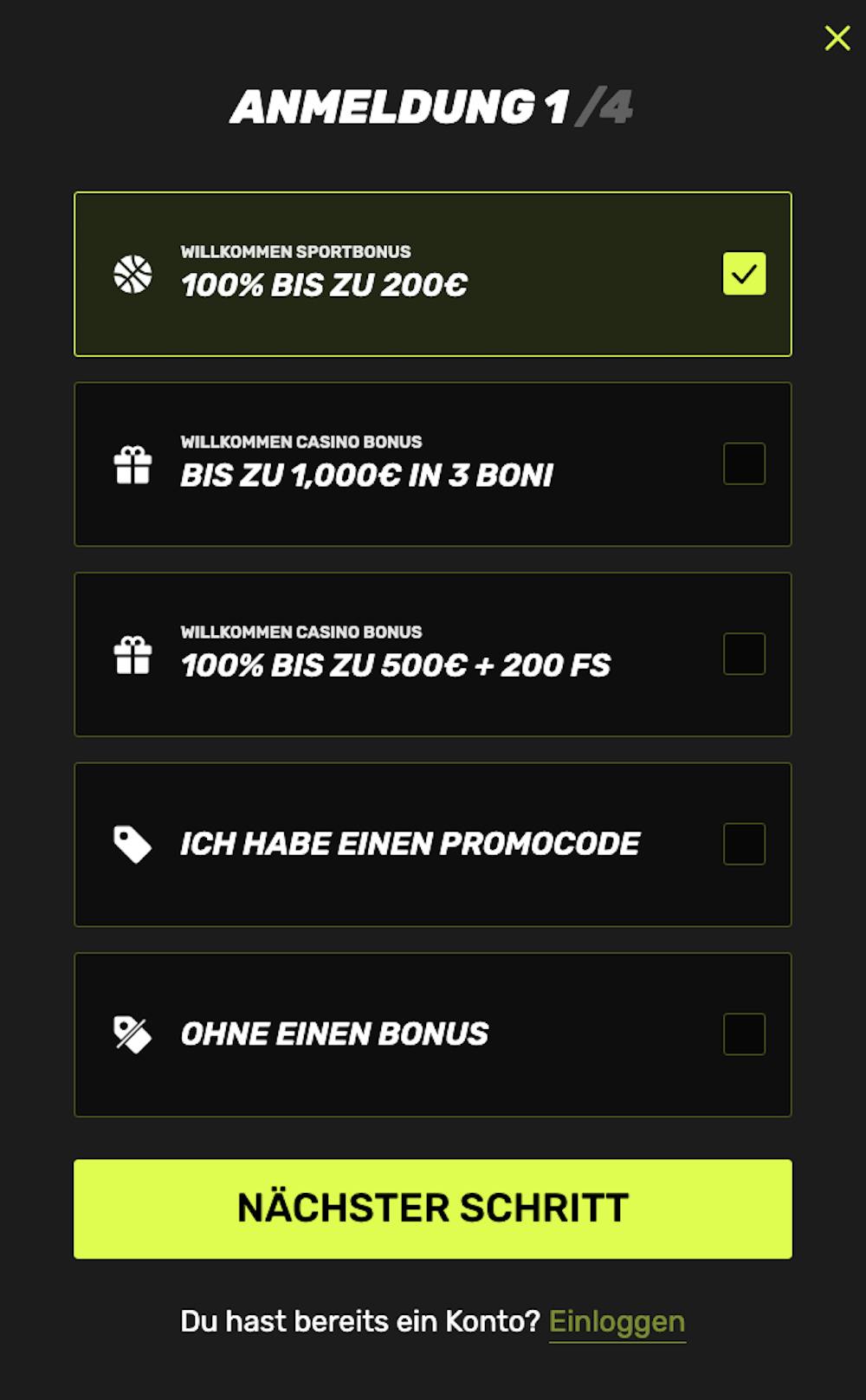 Willkommensbonus im Sportuna Casino