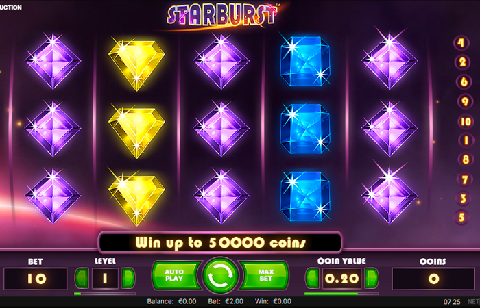 Ausschnitt des Starburst Slots im NetEnt Casino