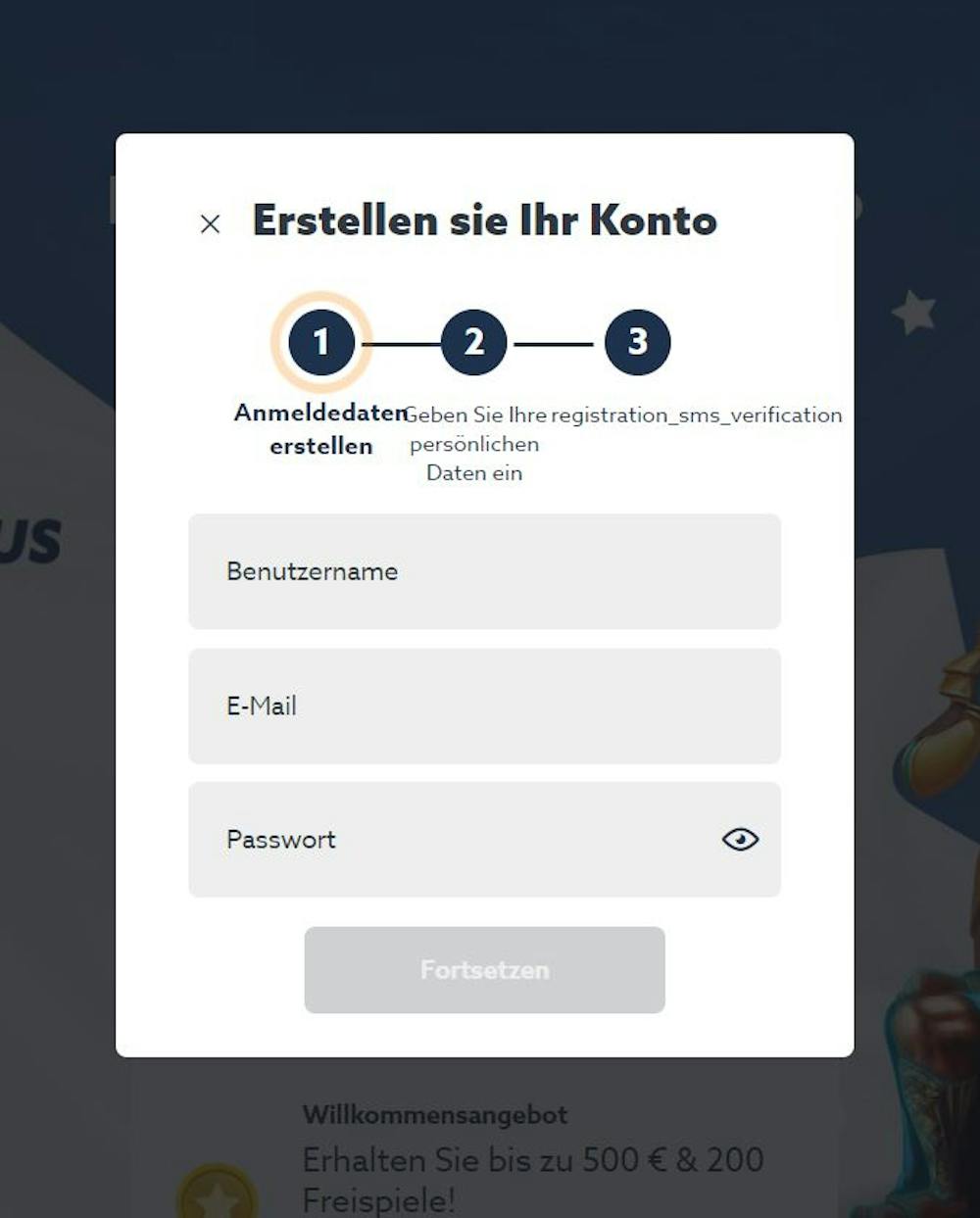 StickyWilds Casino Kontoeröffnung