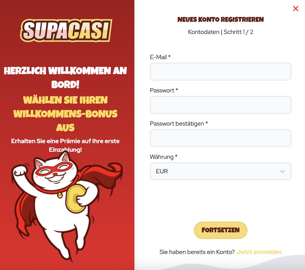 Supacasi Casino Registrierung