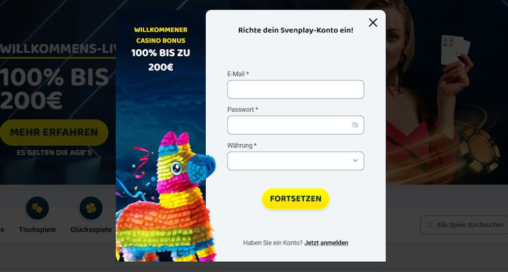 So melden Sie sich bei Svenplay Casino an