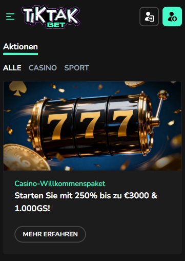 Der Willkommensbonus bei TikTakBet Casino, mit 250 % bis zu 3.,000 € + 3.000 Freispielen