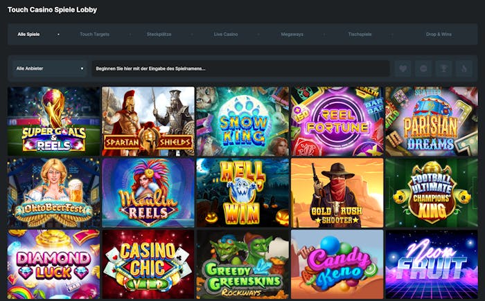Touch Casino Spielauswahl