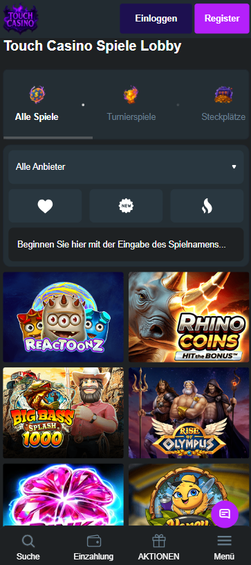 Touch Casino Spielauswahl