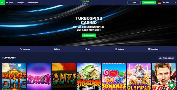 Turbospins Casino Hauptseite