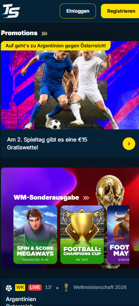 Turbosven Casino Screenshot mit der Startseite.