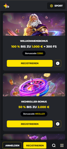 Willkommensbonuspaket im Golden Star Casino auf die ersten drei Einzahlungen