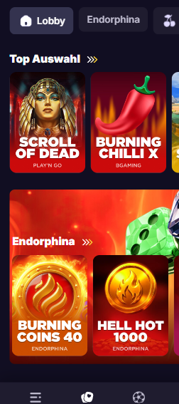 Dazzlehand Spiellobby zeigt top Auswahl neben anderen Spielkategorien