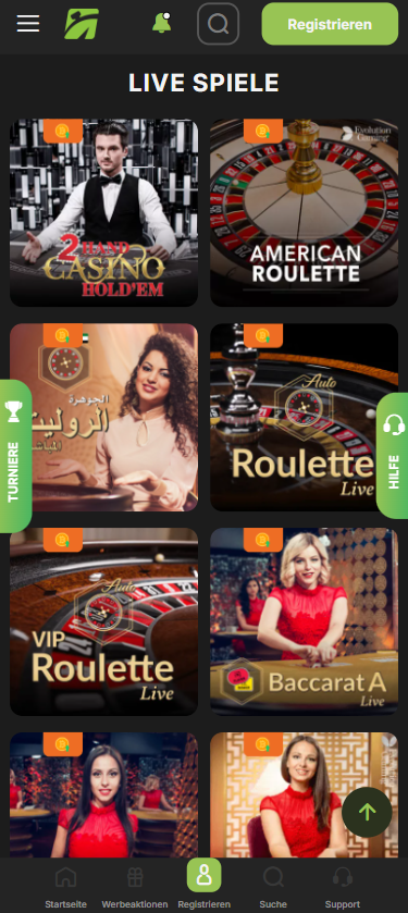 Live Spiele im Fast Pay Casino beinhalten American Roulette