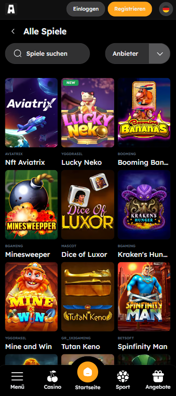Vegas Now Screenshot mit der Spieleseite und den Slots.