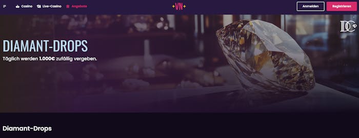 Vegas Now Cashback Angebot Screenshot.