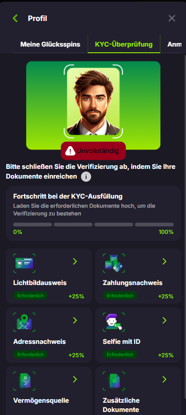 Verde Casino Screenshot KYC