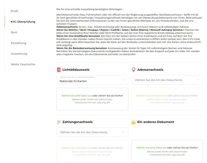 Verde Casino Screenshot KYC