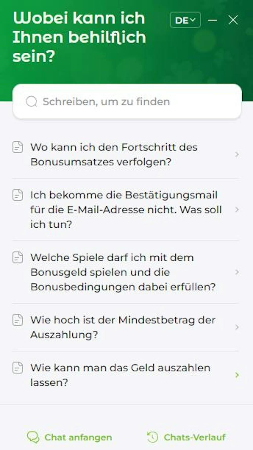 der Verde Casino Chatbot