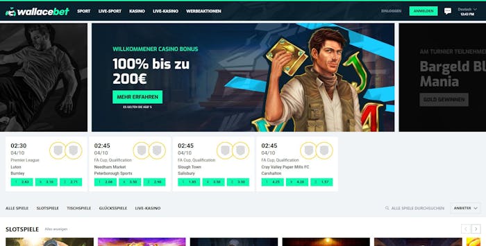 Wallacebet Casino Homepage