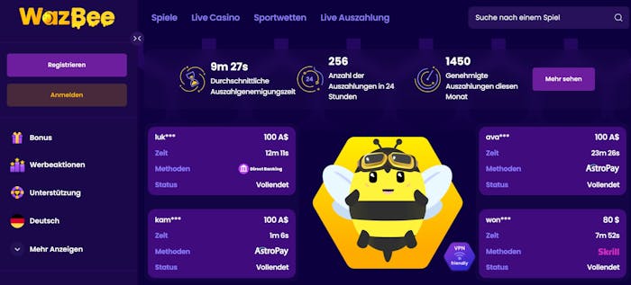 Wazbee Casino Startseite