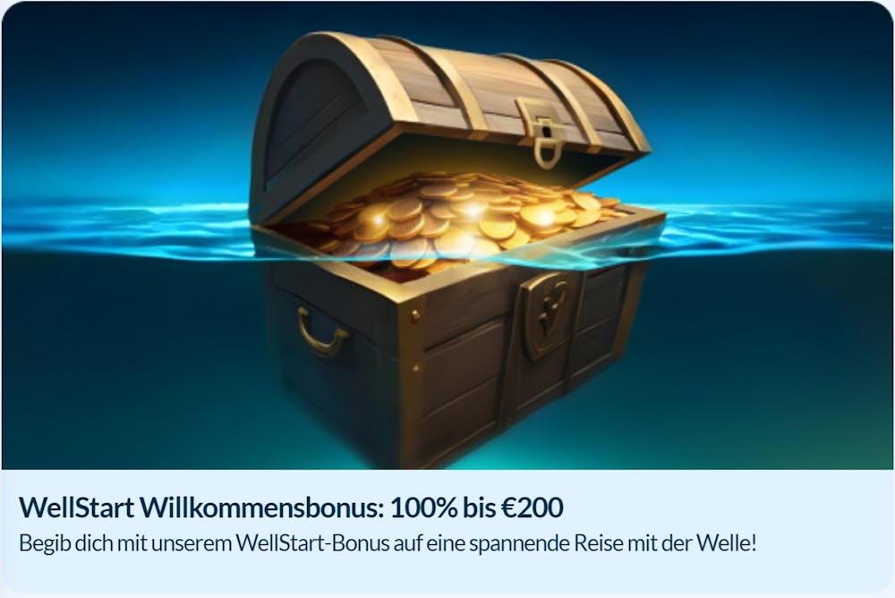 Welle Casino Willkommensbonus von 100 Prozent bis zu 200 Euro