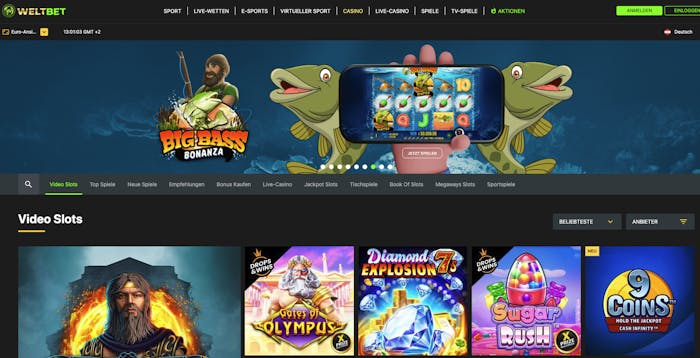 weltbet casino startseite, in der unteren Hälfte sehen wir viele verschiedene Slots