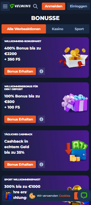 Welwins Screenshot mit dem non Sticky bonus.