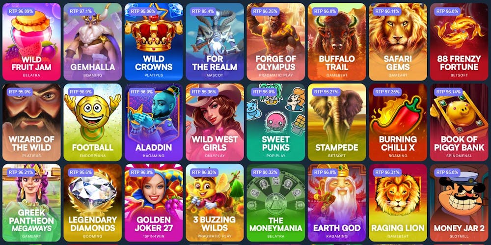 Wild.io Casino Spielauswahl