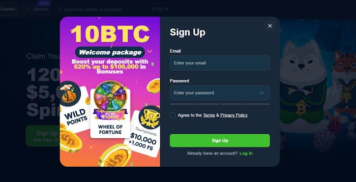 Wild.io Casino Registrierung