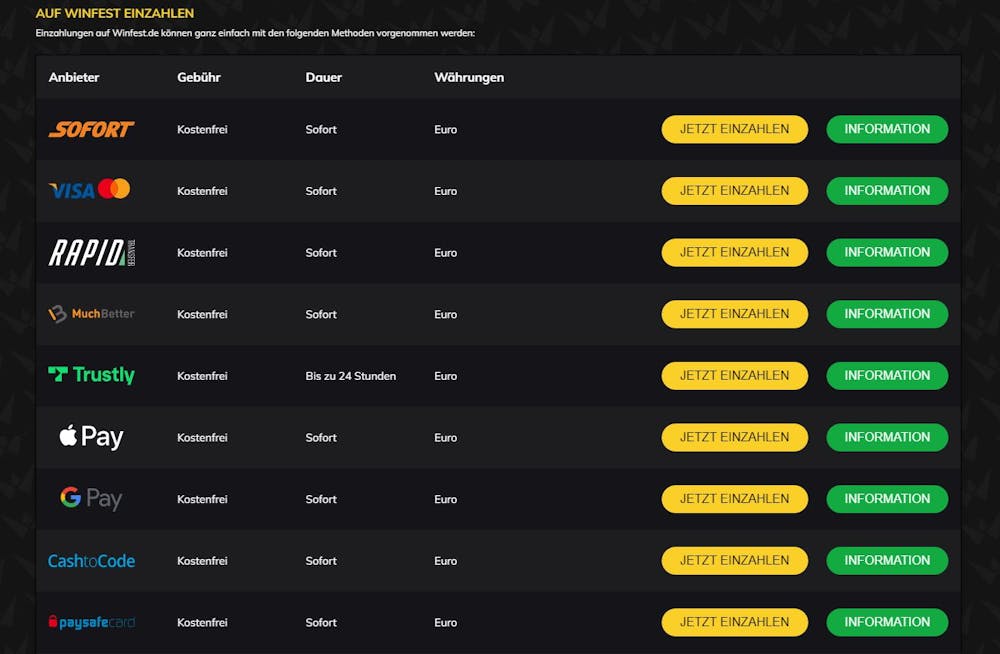 winfestZahlungsmöglichkeiten