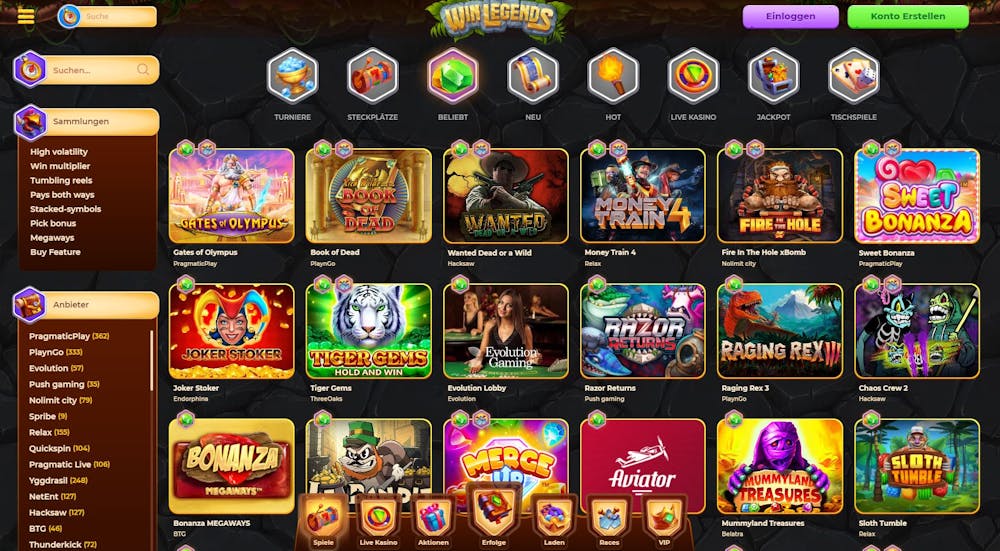 WinLegends Casino Spiele