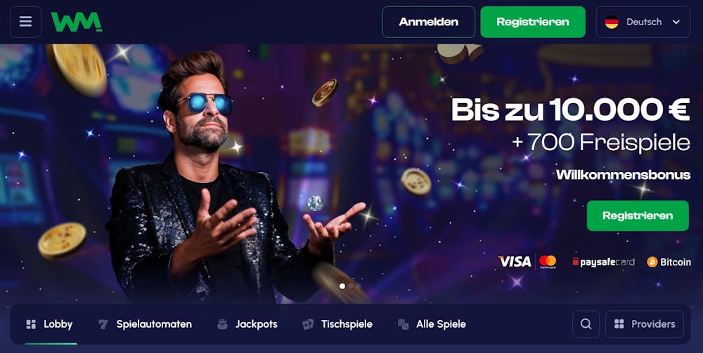 Die Homepage von Winmaker Casino