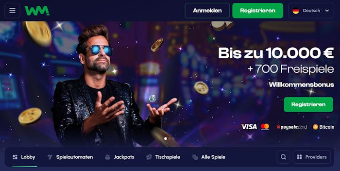 Die Homepage von Winmaker Casino