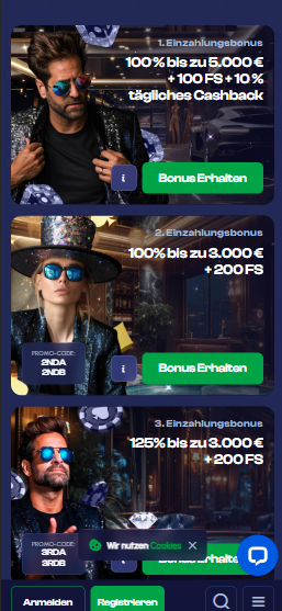 Die Verschiedenen, gestaffelten Willkommensboni bei Winmaker Casino