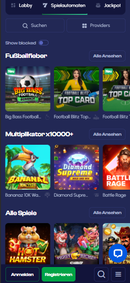 Die Slotauswahl bei Winmaker Casino mit vielen verschiedenen Titeln
