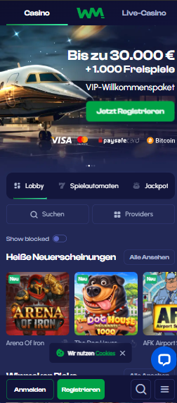 Die Homepage von Winmaker Casino