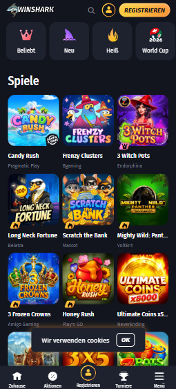 Die Spieleansicht von Winshark 