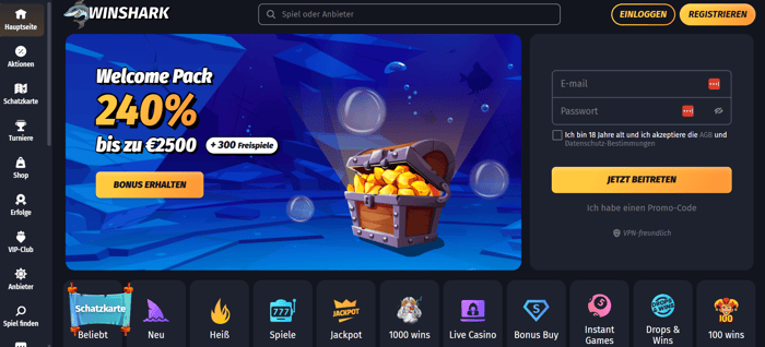 Winshark Casino Screenshot