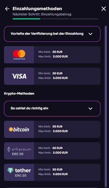 Einzahlungen im Win Spirit Casino