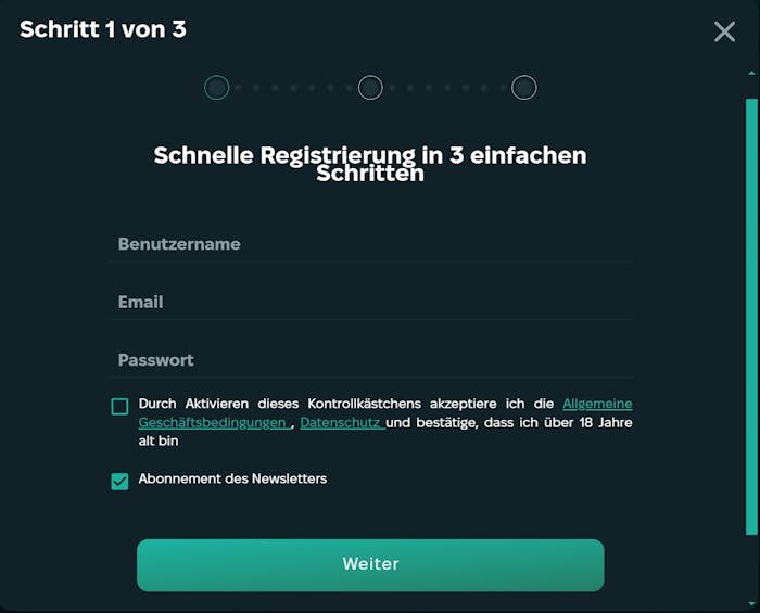 Wins Royal Registrierung