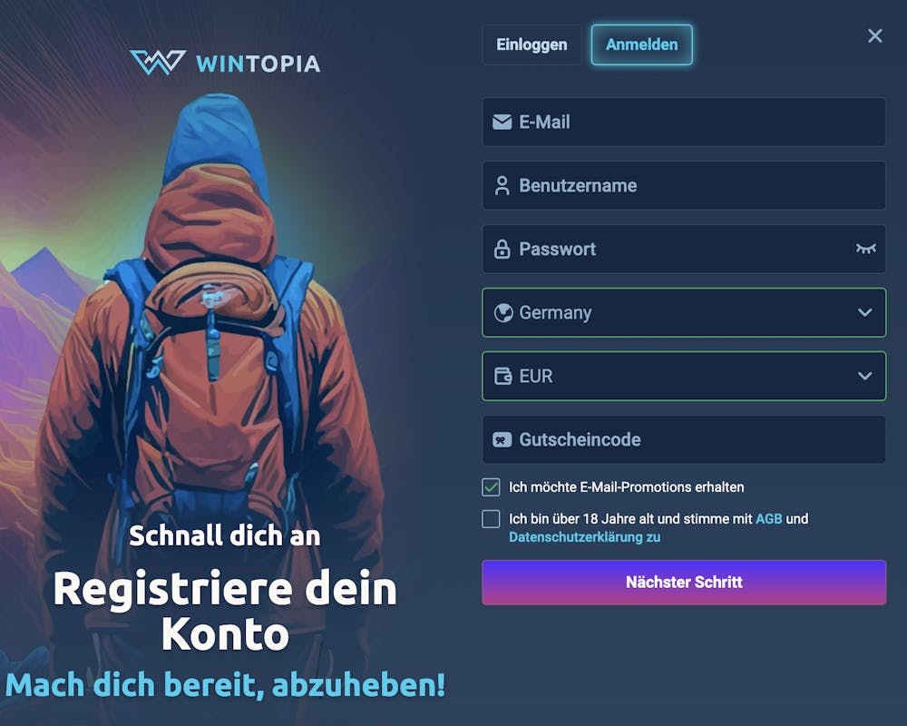 Wintopia Casino Registrierung