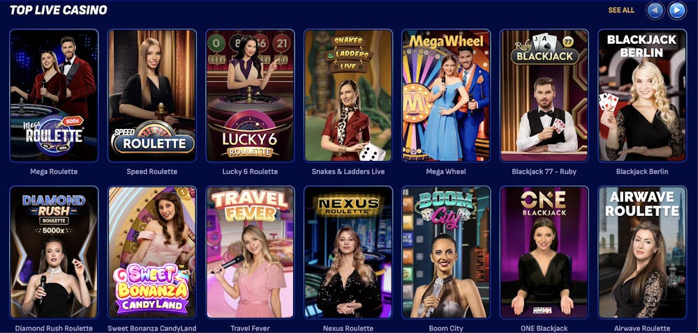 Live Casino lobby