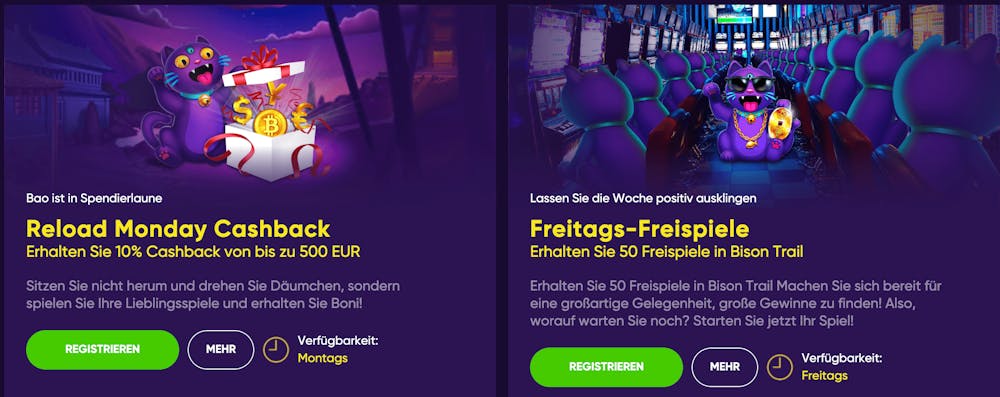 Bao Casino Cashback und Freitags Bonus