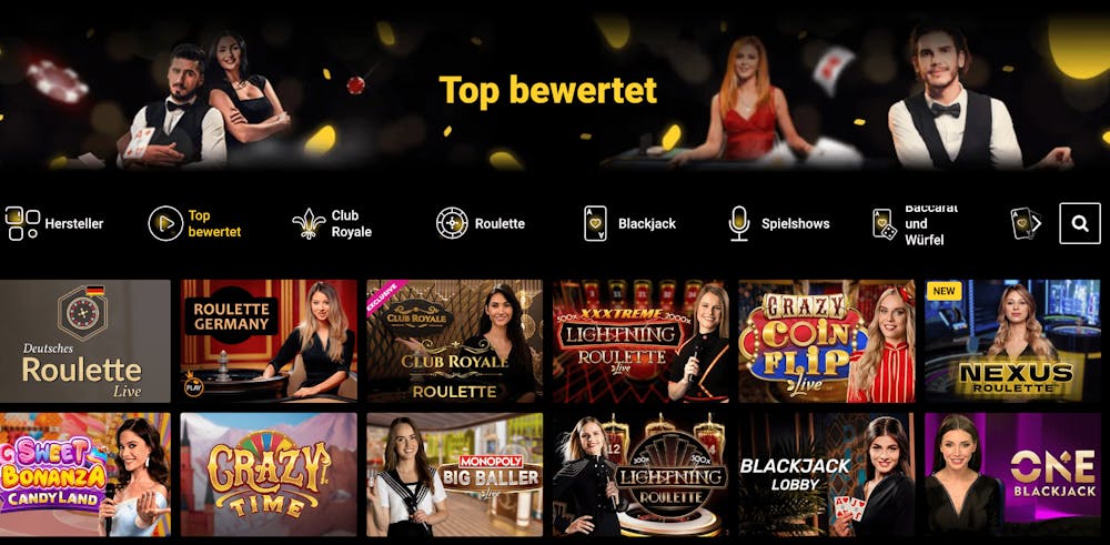 Live Casino Angebot im Zet Casino